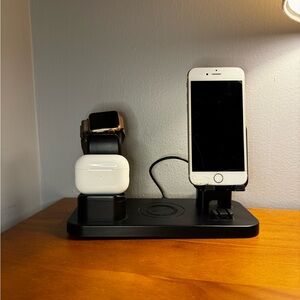 Black Wireless Charging Station for iPhone, AirPods, & Apple Watch